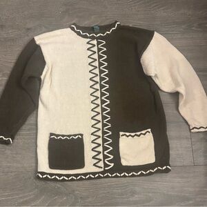 Hunt Club Army Green and Cream Patterned Sweater cotton blend